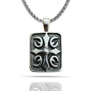 Kal-Collier &Eacute;pais Homme Grande Cha&icirc;ne En Acier Inoxydable Cha&icirc;ne Celtique &Eacute;paisse Vintage Pendentif Croix Symbole Nordique Bijou Amulette Protection Long 60 Cm - Neuf