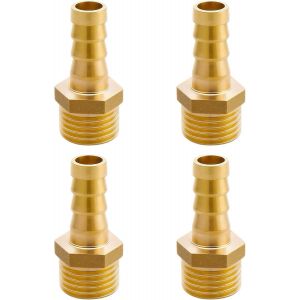 Lot de 4 raccords de mamelon de tuyau en laiton G3/8"" (Ø16,2 mm) Ag x 10 mm,raccord de raccord de tuyau 10 mm x adaptateur de roue G3/8"",douille de tuyau,raccord fileté en laiton - Neuf