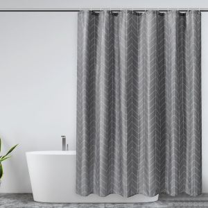 KALANKA-Rideau de Douche Gris Imperm&eacute;able Lavable pour Salle de Bain, 180-300 cm Extra Large Rideau de Douche en Polyester Anti-Moisissure avec Ourlet Lest&eacute;, 200 cm Hauteur Gris Rideaux de Bain - Neuf