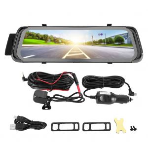 Camera de surveillance de voiture 10 pouces 1080p, enregistreur video de conduite, retroviseur, vision nocturne - Neuf