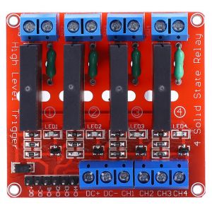 Module relais statique 4 canaux haut niveau SSRM04, alimentation electrique 5 V (rouge) - Neuf