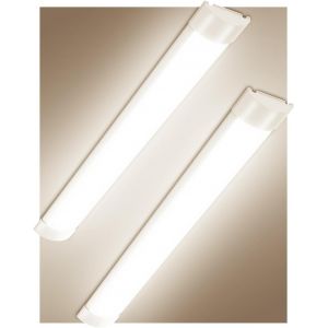 Kal-Lot De 2 Réglette Led Étanche 90cm, Plafonnier Extérieur 30w 3600lm Blanc Neutre 4500k, Tube Aluminium Et Pc Pour Bureau, Entrepôt, Garage, Sous-Sol, Atelier - Neuf
