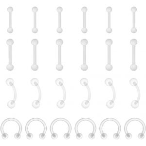Nbgcm-Support De Perçage D'oreille Flexible 24pièces Perçage De Lèvre Acrylique Piercing De Sourcil Cerceau Spirale Membrane De Tragus Anneau De Fer À Cheval Piercing Bijoux - Neuf