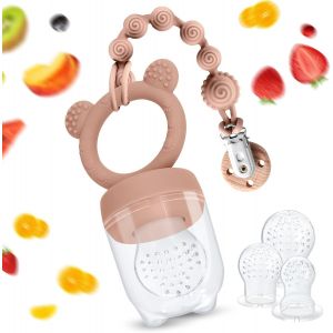 Tetine Grignoteuse B&eacute;b&eacute; De 3 4 5 6-24 Mois, 2 Pi&egrave;ces Mangeoire &Agrave; Fruits Pour B&eacute;b&eacute; & R&eacute;cipient De Stockage Des Aliments Pour B&eacute;b&eacute; & Cha&icirc;ne De T&eacute;tine - Neuf
