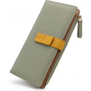 Portefeuille Long Pour Femme - Grande Capacit&eacute; - En Cuir - Fin - Portefeuille Bifold - Portefeuille Tendance Avec Plusieurs Compartiments Pour Cartes Et Compartiment &Agrave; Monnaie &Agrave; Fermeture - Neuf