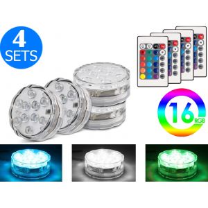 Projecteurs LED RGB &eacute;tanches avec t&eacute;l&eacute;commande pour piscine et fontaine - Neuf