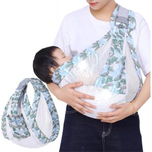 Kalanka-Echarpe De Portage Bebe, Porte Bébé, Multifonctionnel Porte Bebe Epaule, Bandoulière Réglable, Portable, Convient Aux Bébés De 0 À 36 Mois, Aux Tout-Petits Jusquà 20 Kg (Matcha Vert Maille) - Neuf