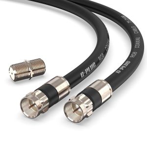 Câble Coaxial RG6 1m avec Connecteurs à Compression-Câble Antenne TV Numérique,Satellite,Rallonge Étanche Intérieur/Extérieur-Câble TV Blindé Haute Qualité.[F25] - Neuf