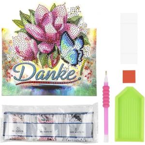 Diamond Painting Carte De Montage 370 G/M² 16,3 Cm X 16 Cm Avec Enveloppe Et Outils Inclus (Magnolias | Merci) - Neuf
