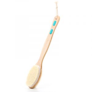 Brosse De Douche Pour Le Dos, Exfoliante Et Douce, Tête De Brosse Double Face Pour Un Brossage Humide Ou Sec, Long Manche En Bois Pour Un Nettoyage Facile Du Corps - Neuf
