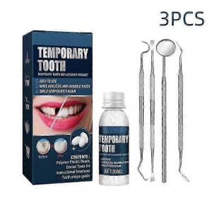 Kit De Réparation De Dents 3pcs,Kit De Réparation D'obturation Temporaire Des Dents,Réparation Des Remplacements De Dents Manquantes Et Cassées Pour Restaurer Votre Sourire - Neuf