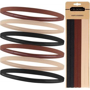 Kalanka-Lot De 6 Bandeau Cheveux Femme - Elastique Cheveux Homme - Serre Tete Garcon Enfant -Headband Antidérapant Bandeau Sport Pour Yoga Football Running Basket Jogging (Noir, Marron, Beige) - Neuf