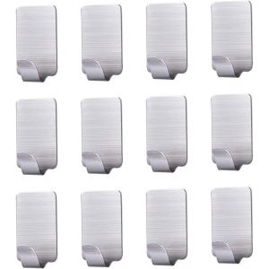Lot de 12 crochets autocollants en acier inoxydable-Sans per&ccedil;age-&Eacute;tanche-Pour plafond de salle de bain,cuisine,salle de bain - Neuf