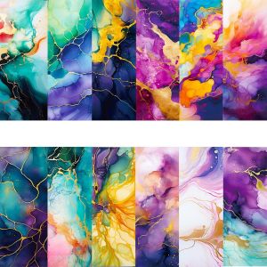 24 Feuilles Motif Coloré Matériel Scrapbooking En Papier Accessoires Décoratifs Bricolage Papeterie Papier À Motifs De Aquarelle Cartonné Pour Décor Carte De V?ux Journal Plan Artisanat Album Photo - Neuf