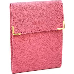 CAUC-- étui Pochette Porte chéquier Longue Pliant - Talon à Gauche - 3 emplacements Carte bancaire - 3 Plis - Compact - en Cuir Vachette - 10,5 cm X 14,5 cm (ZSF Vieux Rose) - Neuf