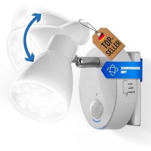 Veilleuse &Agrave; D&eacute;tecteur Led 2635-016 En Blanc Avec Fonction Automatique 230v Avec D&eacute;tecteur De Mouvement, Lampe De S&eacute;curit&eacute;, Lampe &Agrave; Douille, Lampe Murale, Lampe D'orientation, Veilleuse - Neuf