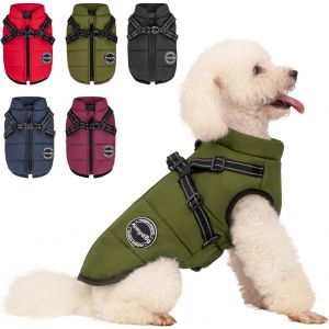 Winter Warm Dog Coat,Dog Outdoor Jacket,Adjustable Dog Vest With Harness And D-Rings Thicken Fleece Lined Reflective Clothes For Small Medium Large Dogs.[P487] - Neuf