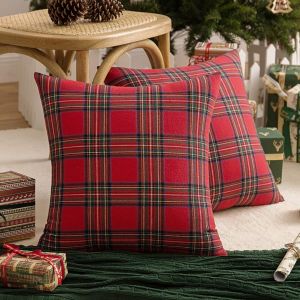 Pack De 2 X No&euml;l &Agrave; Carreaux Rembourr&eacute;s, Coussins De Couverture - Neuf