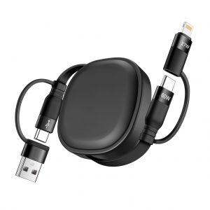 JGD-5 en 1 C&acirc;ble de Charge R&eacute;tractable, 60W Cable Charge Multiple Rapide, C&acirc;ble Chargeur Multi Embout R&eacute;tractable, USB-C/A to Lightning/USB C Cable Multi Chargeur for iP,iPad,Galaxy,Ps4/5,Tablets - Neuf