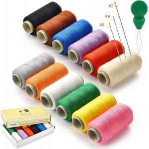 Mevronisshop-12 Couleurs Fil &Agrave; Coudre,350 Yards/Bobine,Kit De Fil Pour Machine &Agrave; Coudre,Avec Enfile-Aiguille Et D'aiguille &Agrave; Coudre,Fil Polyester,Pour La Couture &Agrave; La Main Et &Agrave; La Machine, Le Bricola - Neuf