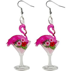 Kal-Boucles D'oreilles Pendantes En Forme De Flamant Rose Et De Fleur Rose Pour Femmes Adolescentes Filles Crochet En Acrylique Léger,Hypoallergénique Fête De Saint-Valentin - Neuf