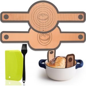 AYUHR-Lot de 2 tapis de cuisson en silicone pour four hollandais, tapis de cuisson en silicone avec pinceau et emporte-pièce, tapis de cuisson réutilisable en silicone avec longues poignées pour - Neuf