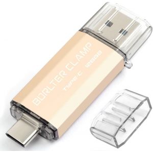 Clé USB 128 Go,Dual Port OTG USB 3.0 Mémoire Stick Aves Type C Port,U Disque Compatible pour Smartphone Android,Tablette et Ordinateur (Or) - Neuf