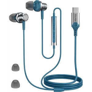 ERYI-Écouteurs Intra-Auriculaires Usb-C Avec Câble, Microphone Et Contrôle Du Volume, Compatibles Avec Les Smartphones, Ordinateurs Portables Et Tablettes Équipés D'Un Port Usb-C - Vert Turquoise - Neuf