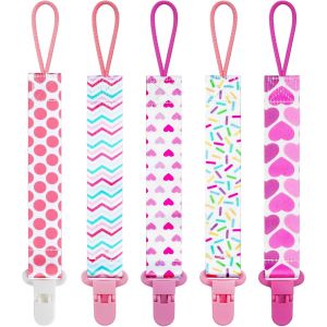 Cha&icirc;ne De T&eacute;tine Pour B&eacute;b&eacute;,5pcs Attache-Sucette Pour B&eacute;b&eacute;s,Ensemble De Supports De T&eacute;tine Avec Fermoir En Plastique,Jouet De Dentition Pour B&eacute;b&eacute;,S'adapte Sucettes Et Jouets De Dentition.[H107] - Neuf