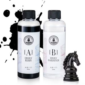 Mevronisshop-R&eacute;sine &Eacute;poxy Noire 474 Ml, R&eacute;sine &Eacute;poxy Haute Brillance Sans Bulles, R&eacute;sine &Eacute;poxy De Table Pour L'artisanat, Le Moulage, Le Bricolage, L'art En R&eacute;sine, Les Moules, Les Bijoux (237 Ml X 2 - Neuf