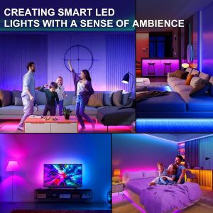 Bande lumineuse TV, 5M Ruban USB LED TV pour 55-70 inch TV avec sync de musique/timer Télécommande et Bluetooth app Contrôlé Flexible RGB Led Changement de couleur pour Home TV décoration - Neuf