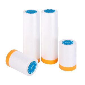 4 Ruban de Masquage Peinture,Bache de Protection Peinture Transparent (55cm*20mx 2 ; 150cm * 20m X 1 ; 240cm *15m X 1),Bache Peinture Adh&eacute;sif Film de Masquage Pour Peinture/Meuble/Sol de Protection - Neuf