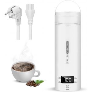Bouilloire De Voyage,Bouilloire Electrique Portable,220-240V 400Ml,Commande Tactile,Faire Bouillir Rapidement,Acier Inoxydable,4 Niveaux De Température,Arrêt Automatique - Neuf
