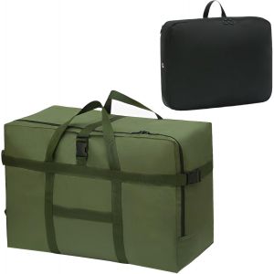 Grand sac de voyage pliable 120 l + sac marin étanche de 21 l-70 x 35 x 48 cm-600D Oxford avec dragonne,sac de rangement-sac à main,sac de déménagement,vert,70x35x48CM,30x40x18CM, - Neuf
