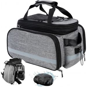 Sacoche Vélo Arriere 3 En 1,10l-25l Sacoche Velo Arrière Étanche Sac Porte-Bagages Arrière Sacoches De Vélo Sacoche De Porte-Bagages Avec Housse De Pluie Élastique (Gris) - Neuf
