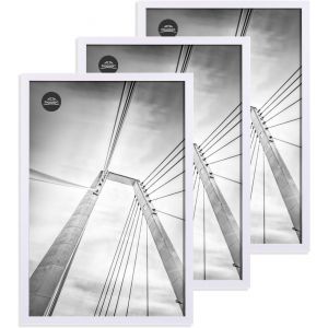 Lot de 3 cadres photo, 20 x 25 cm, en bois naturel, en MDF, avec verre acrylique, pour images 15 x 20 cm avec passe-partout ou 20 x 25 cm, sans passe-partout - Neuf
