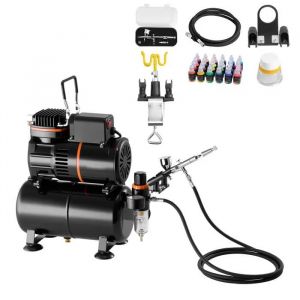 Kit Aérographe Avec Compresseur D¿Air 1/6 Hp Et Réservoir-Duoku-Ensemble Avec Pistolet À Double Action Buse - Neuf