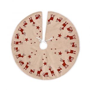 Jupes de sapin de No&euml;l, d&eacute;corations de No&euml;l, d&eacute;coration int&eacute;rieure, articles de No&euml;l, toile de jute &agrave; motif cerf rouge - Neuf