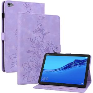 ?tui pour Huawei MediaPad M5 Lite (BAH2-L09/W09/W19/AL10) (10,1 Pouces) PU Cuir Flip Coque Protection avec Support Housse Case Portefeuille Cover Impression Pourpre - Neuf