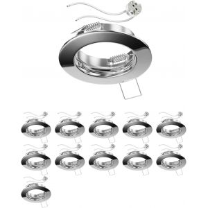 ledscom.de 10 cadres d'encastrement au plafond FERE, rond, blanc brillant (LED/Halogène/MR16/50mm) incl. douille GU5.3 - Neuf