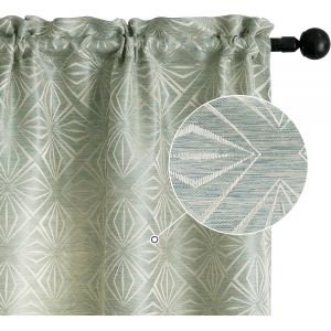 Chenquansarl-Paire De Rideaux Jacquard Semi-Occultants Fantaisie Losanges Rideau Filtrant Pour Salon, Chambre Et Intérieur, 2 Panneaux Avec Poche (70 X 145 Cm, Vert) - Neuf