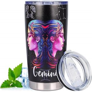 Tianyi-Tasse Thermos En Acier Inoxydable, 560ml Tasse Isotherme Double Isolée Sous Vide, Tasse À Café De Voyage Avec Couvercle, Tasses Enduites De Poudre Pour Boissons Chaudes Et Froides (Gémeaux) - Neuf