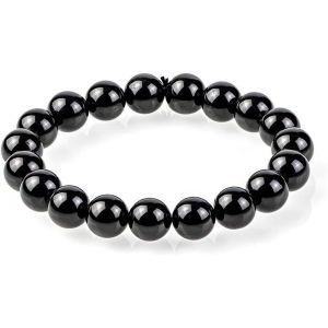 Kalsw-Bracelet De Tourmaline Noire Chargée Pour Hommes Et Femmes|Bracelet De Protection En Pierre De Tourmaline Noire|Style Étirable - Neuf