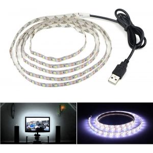 Fabur-Bande D'éclairage Led - Rétroéclairage Usb Tv - 2 M - Pour Téléviseur Hd De 40 À 60 Pouces - Non Étanche - Smd 3528 - 5 V - Blanc Lumière Du Jour - Éclairage Bias Pour Home Cinéma - Neuf