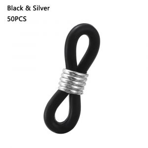 Retenue De Lunettes Coordonnante Réglable, Connecteurs D'extrémité De Lunettes, Sangle D'anneau De Lunettes En Caoutchouc, Accessoires De Lunettes, 50 Pièces-Black Silver 50pcs- - Neuf
