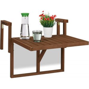 Ulteronixshop-Table Repliable en Bois, &agrave; Suspendre, LxP : 60x45 cm, r&eacute;glable en Hauteur, Rabattable, Marron fonc&eacute; - Neuf