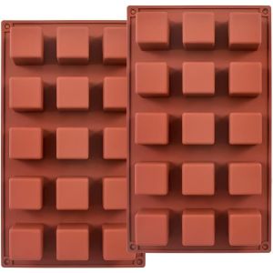 1.4 Pouce Carré Moule En Silicone, 15 Cavités, Pour La Fabrication De Bonbons Au Chocolat, Des Gâteaux, Des Bacs À Glaçons Praliné Et Éclats De Truffes, Pack De 2 - Neuf