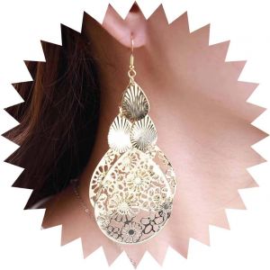 Kal-Boucles D'oreilles Goutte D'eau Boho Boucles D'oreilles Goutte D'eau Filigrane Boucles D'oreilles Chandelier Tribal Boucles D'oreilles Or Creuses Boucles D'oreilles Statement Bijoux Pour - Neuf