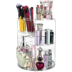 Organisateur De Maquillage Rotatif À 360 Degrés,Comptoir D'organisateur De Salle De Bain Tournant,Étagère Porte-Maquillage D'organisateur Cosmétique,Organisateurs De Maquillage Et Rangement Pour Lit - Neuf