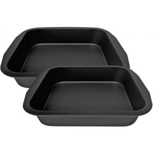 Lot De 2 Moules À Brownie,Moule Carré,Moule À Gâteau,2 Moules À Gâteaux Carrés,Acier,Noir,27 X 26 X 5 Cm - Neuf